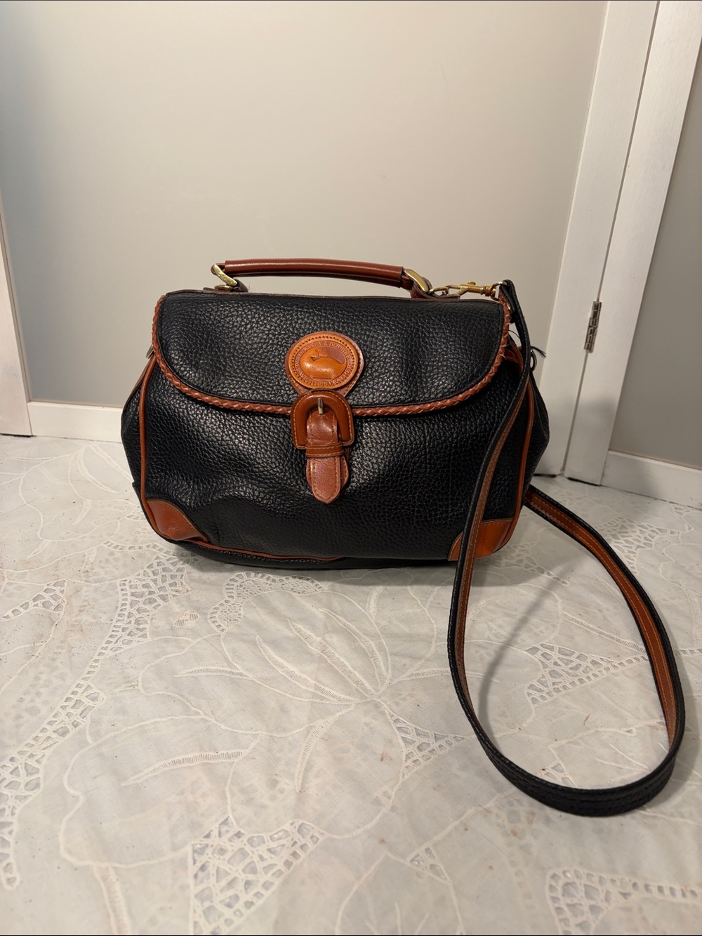 Dooney & Bourke vintage Black and Brown Leather Satchel Handbag